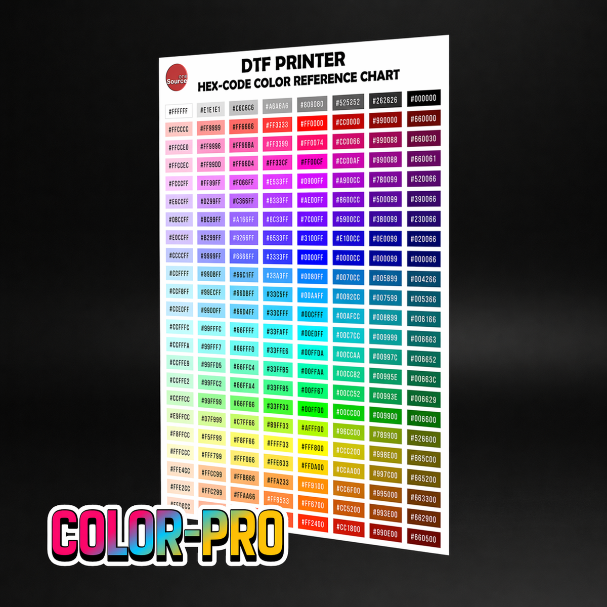 DTF Color-Pro (8 Color) Chart – Hex Code Reference Guide for DTF Printing