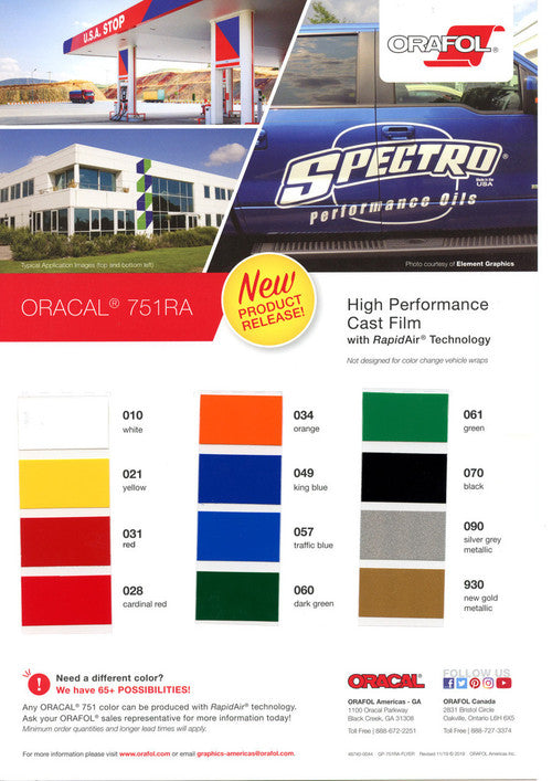 Oracal 751RA High Performance Cast Vinyl RapidAir Technology One