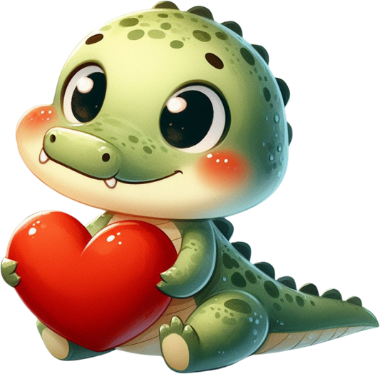 DTF Transfer - Alligator Hugging Heart (AHH18)