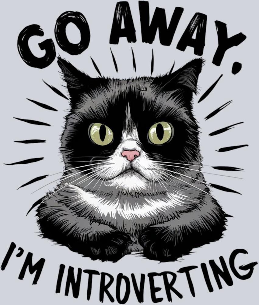 DTF Transfer Cats - Go Away I'm Introverting