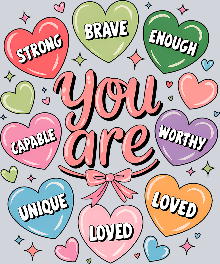 DTF Transfer Valentines - You Are Strong Brave Enough