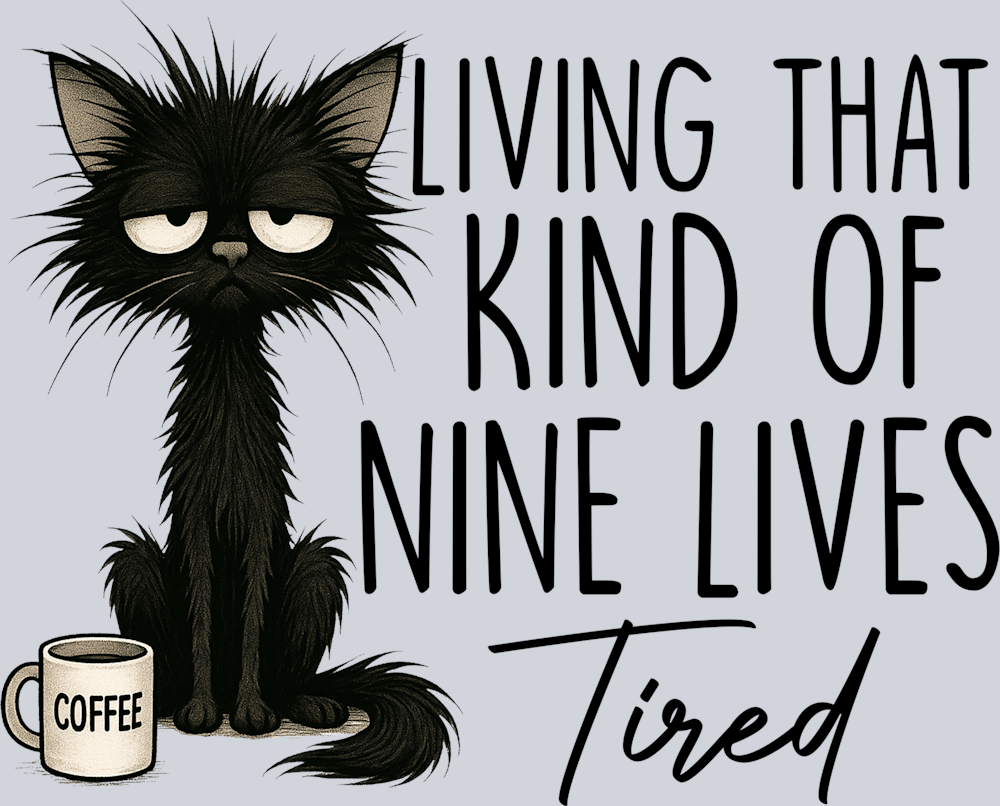 DTF Transfer Cats - Living that Kind of Nine Lives Tired