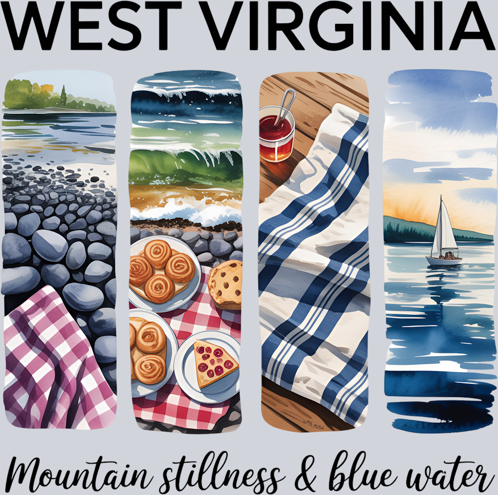 Curated visual reference: Dtf Transfer West Virginia Mountain Stillness Blue Water Photo Inspiration