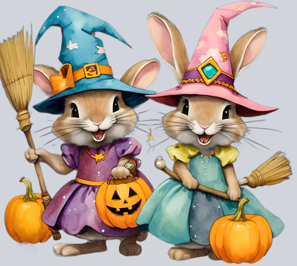 DTF Transfer Halloween - Rabbit Witches