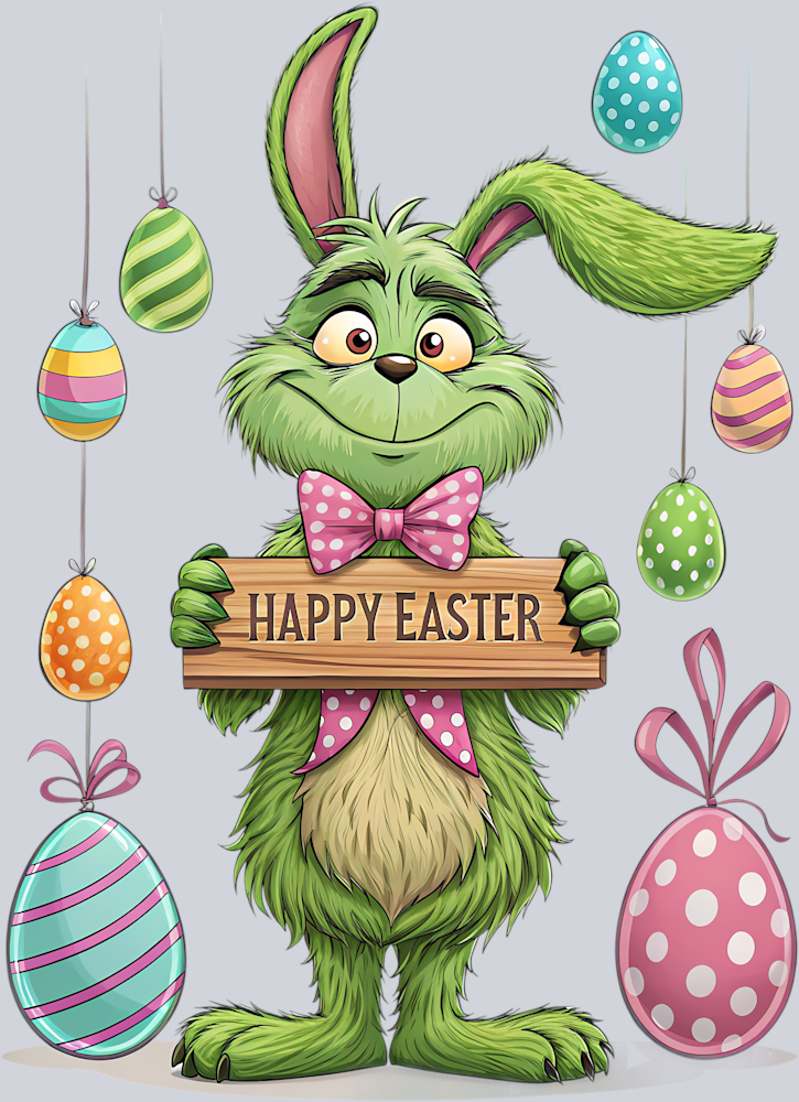 DTF Transfer Easter - Happy Easter Green Bunny