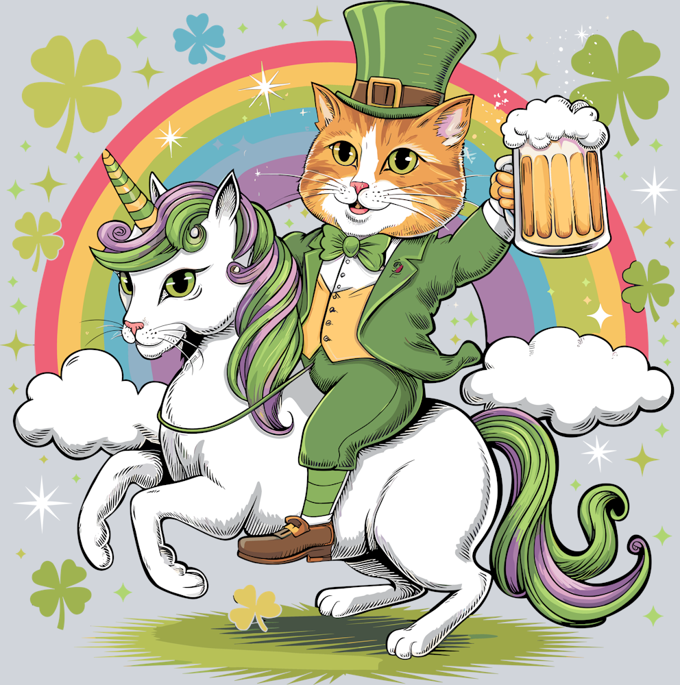 DTF Transfer St. Patrick's Day - Cat Unicorn