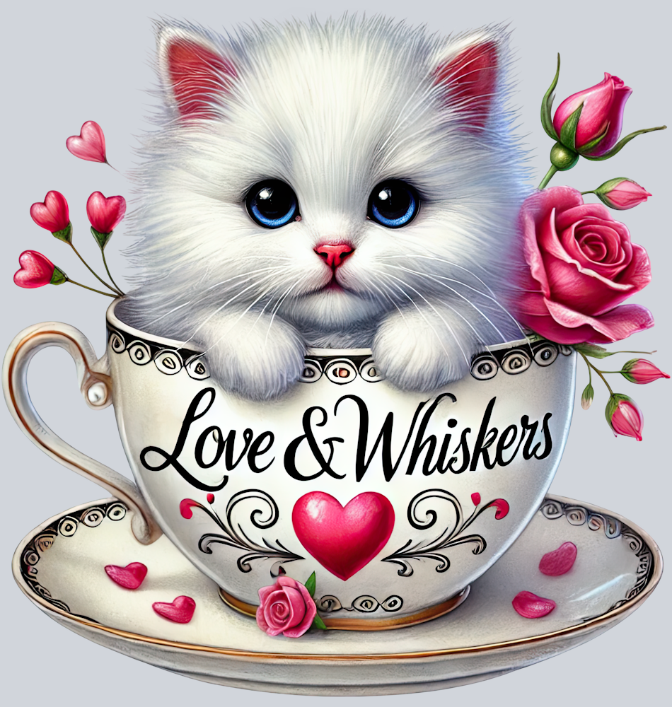DTF Transfer Valentines - Love & Whiskers Kitten
