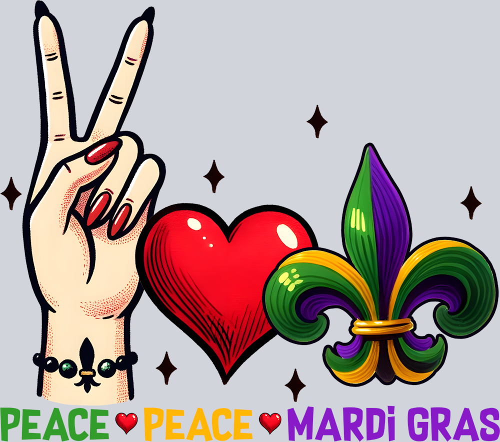 DTF Transfer Mardi Gras - Peace Peace Mardi Gras