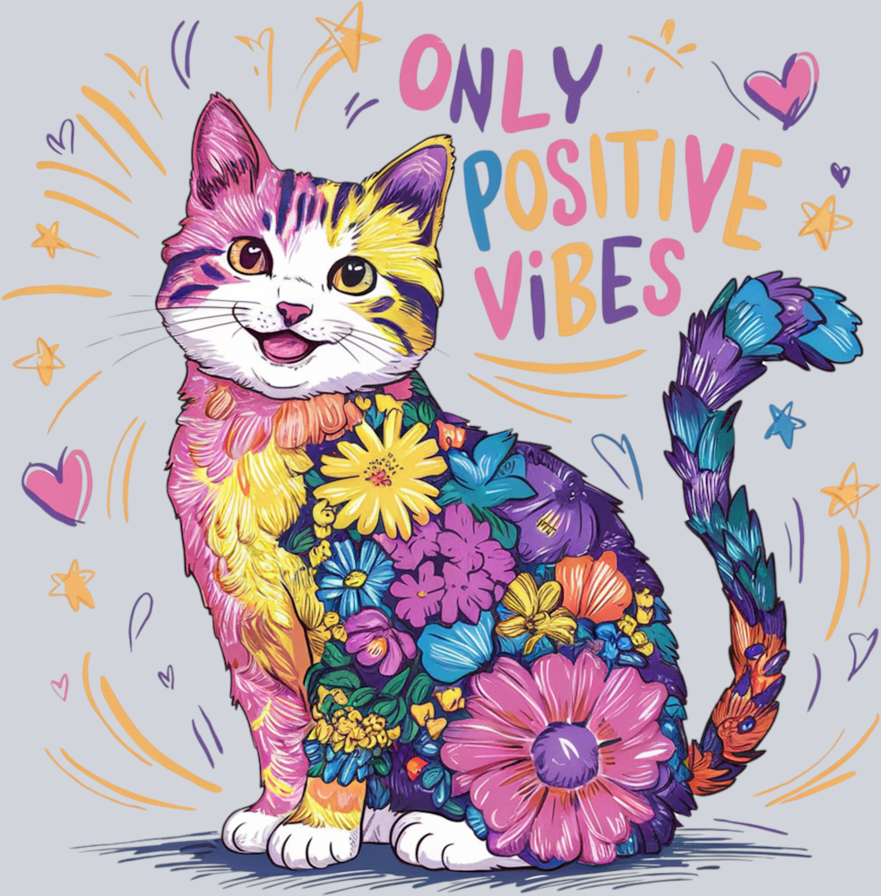DTF Transfer Cats - Only Positive Vibes