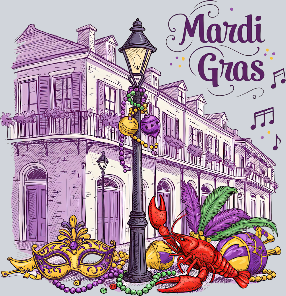 DTF Transfer Mardi Gras - Mardi Gras Downtown