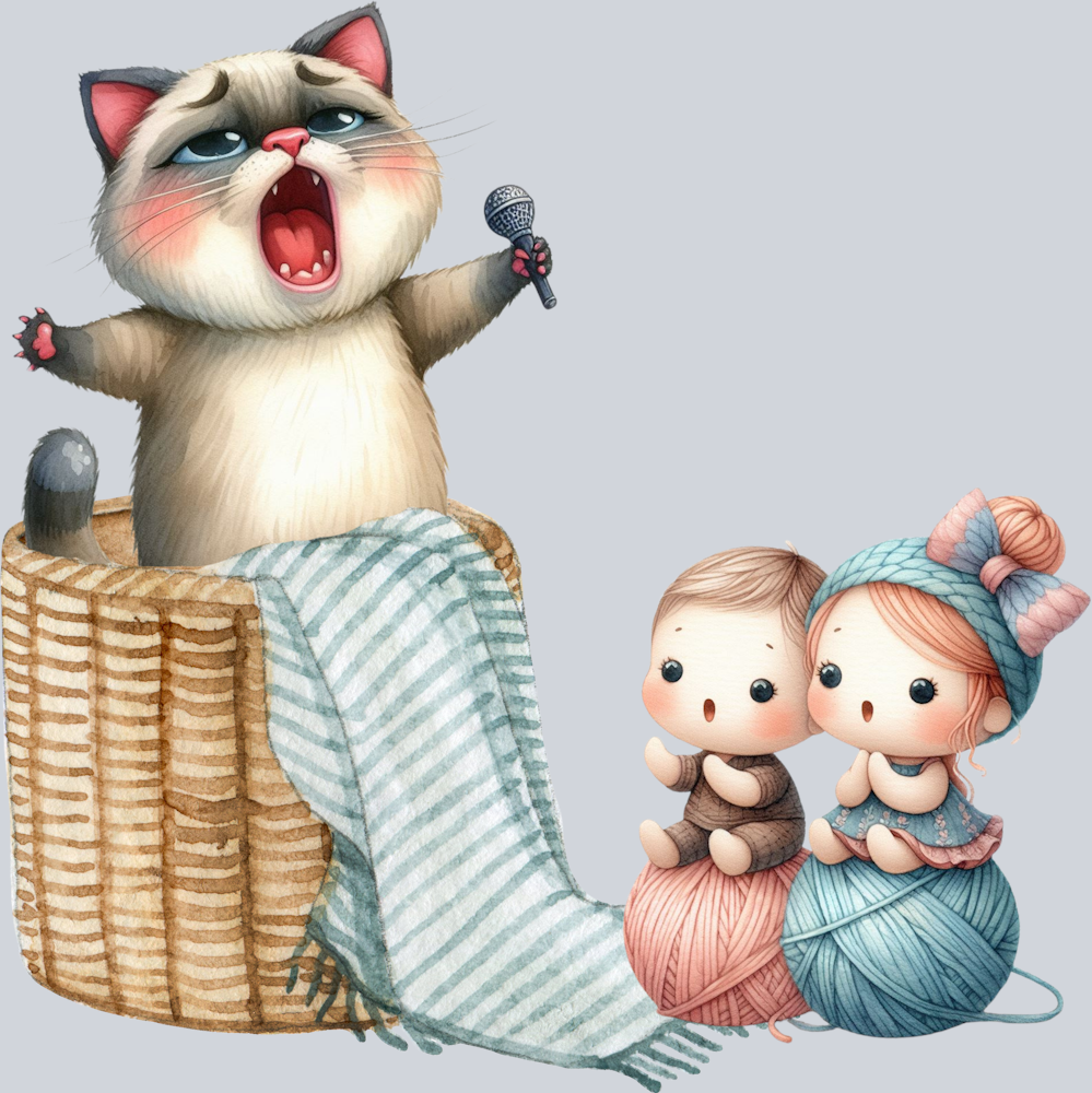 DTF Transfer Cats - Cat Singing to Kids