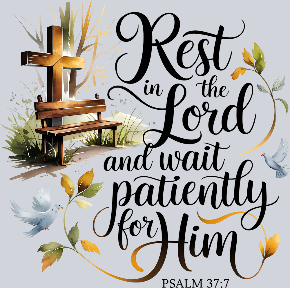 DTF Transfer Easter - Rest in the Lord and wait Patiently for Him