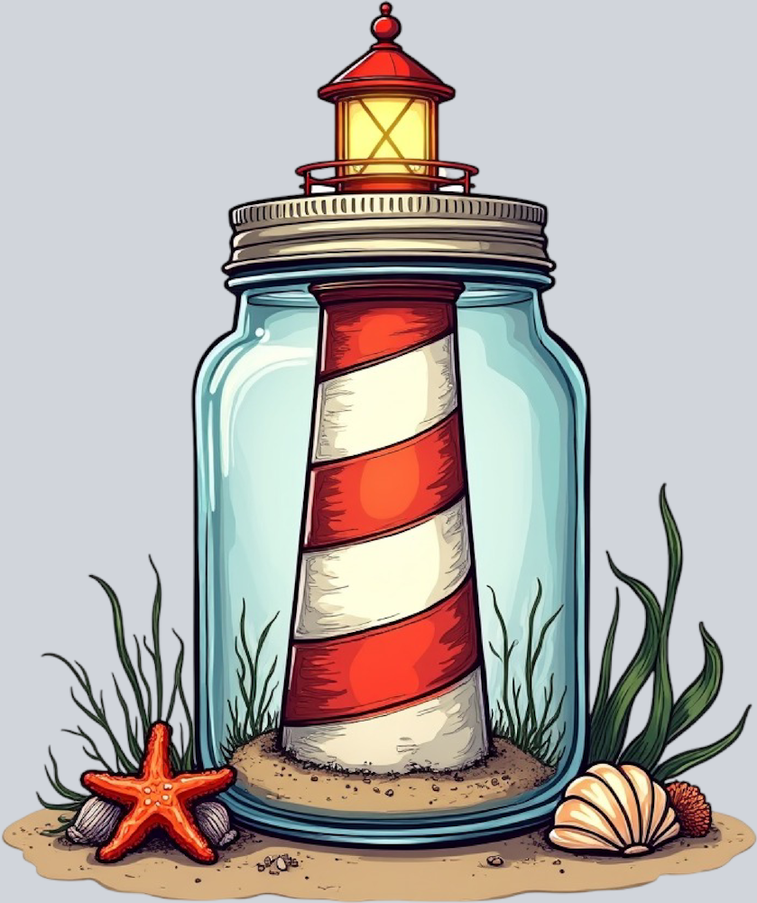 DTF Transfer High Seas - Lighthouse in a Bottle