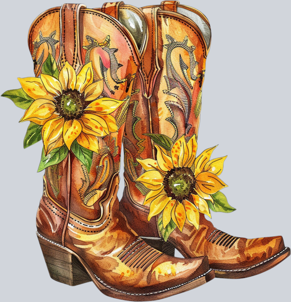 DTF Transfer Western - Sunflower Boots