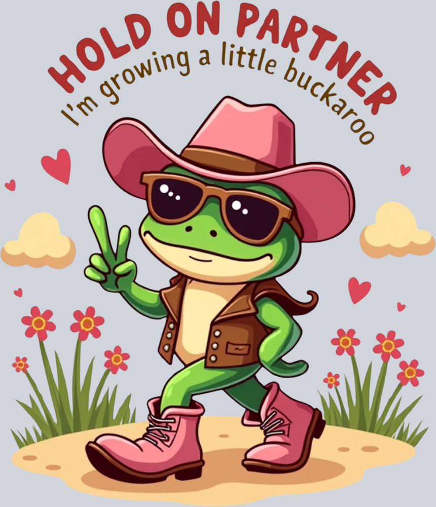 DTF Transfer Western - Hold-On-Partner-I'm-Growing-A-Little-Buckaroo