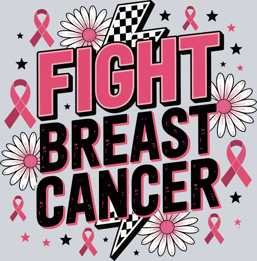 DTF Transfer Breast Cancer - Fight Breast Cancer Retro