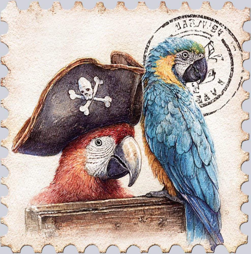 DTF Transfer High Seas - Postage Twin Parrots