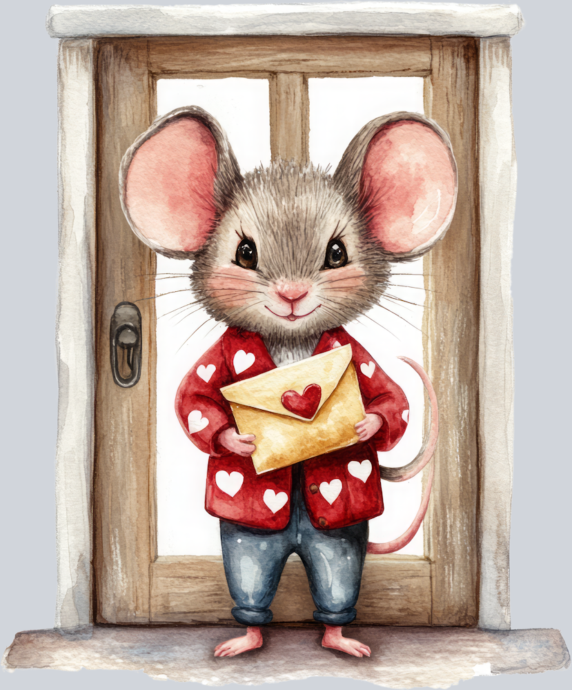 DTF Transfer Valentines - Mouse Heart Envelope
