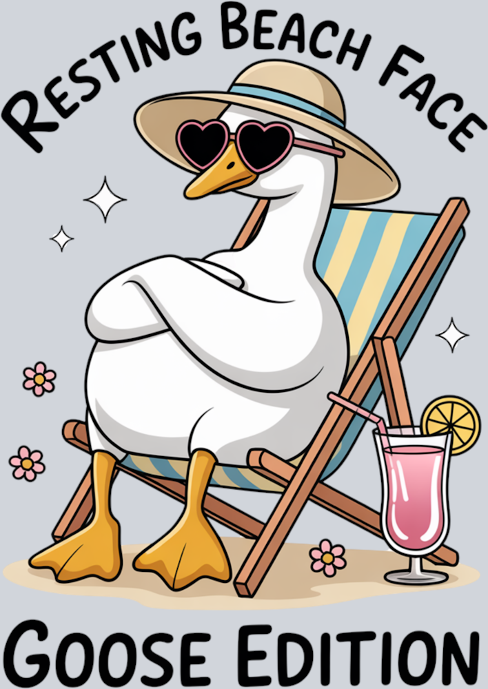 DTF Transfer Fowl - Resting Beach Face Goose Edition