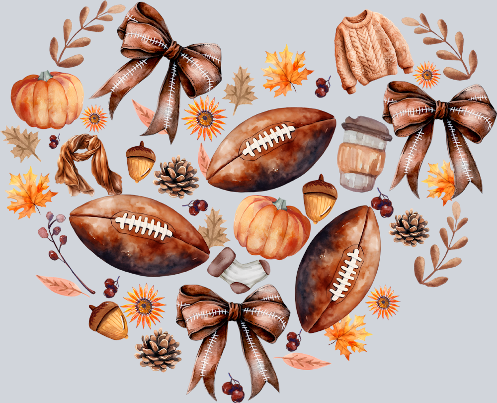 DTF Transfer Football - Heart Fall Football