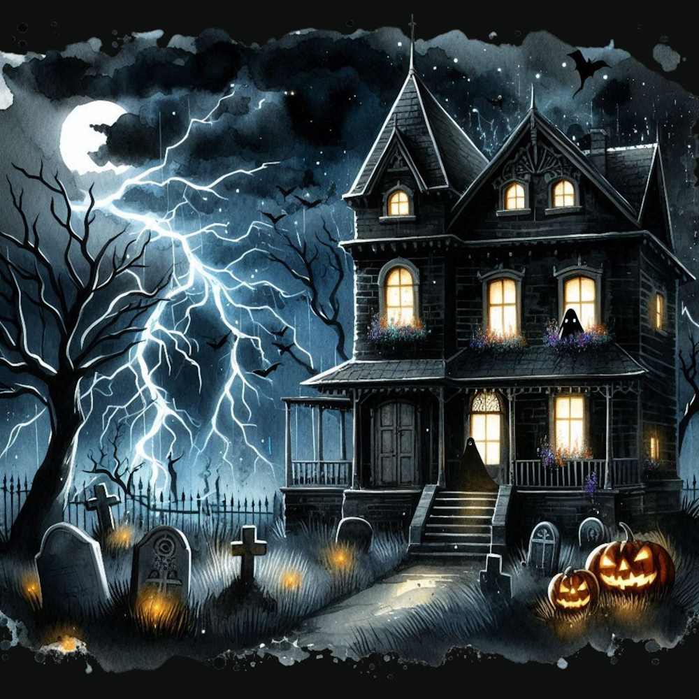 DTF Transfer Halloween - Haunted House in the Storm