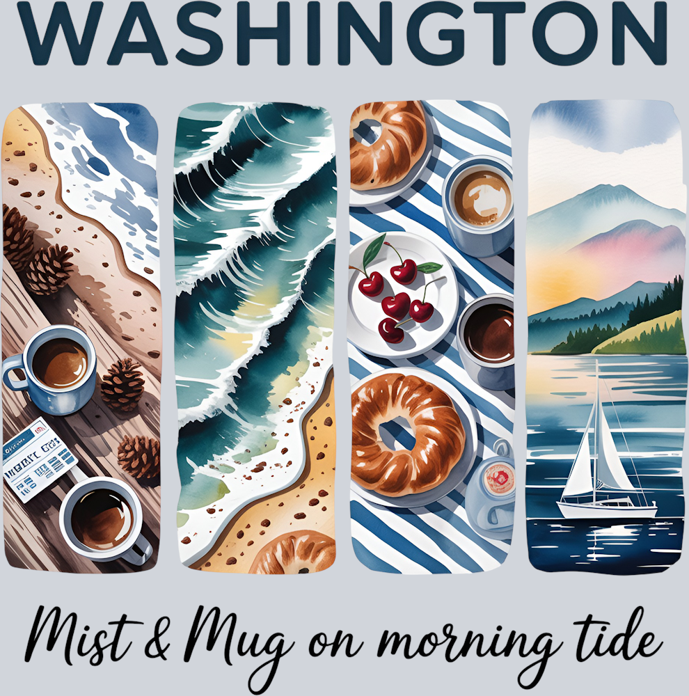 DTF Transfer Washington - Mist & Mug on Morning Tide