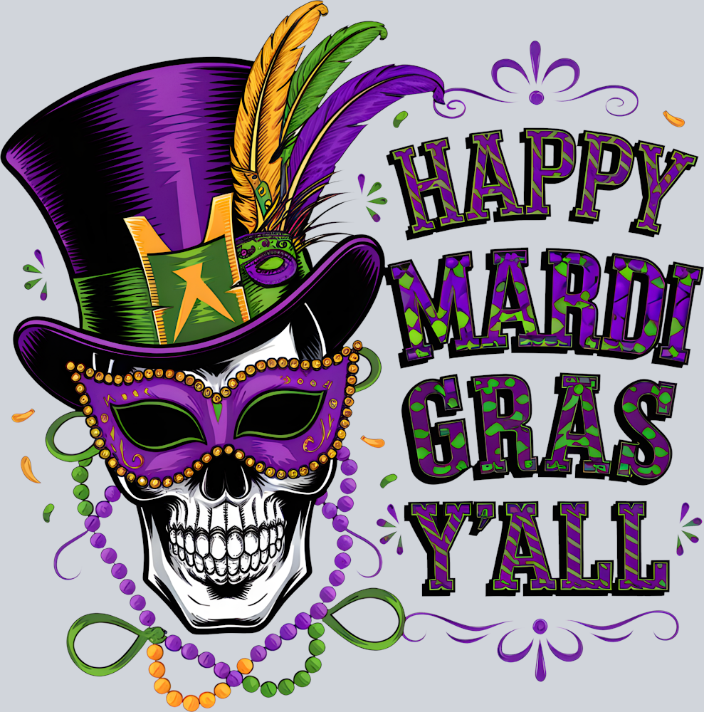 DTF Transfer Mardi Gras - Happy Mardi Gras Y'all