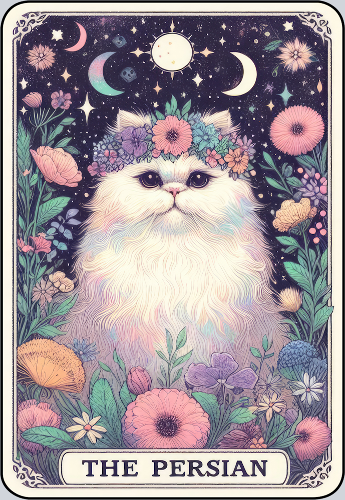 DTF Transfer Cats - Tarot Card Persian