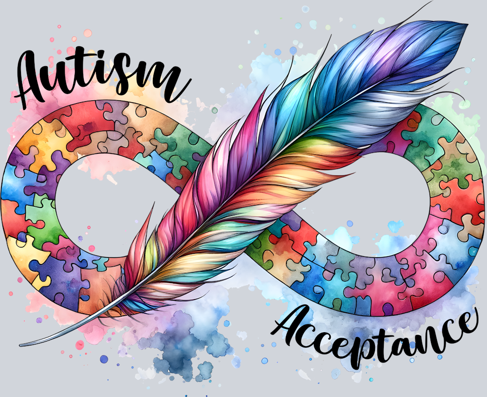 DTF Transfer Autism - Autism Acceptance Feather