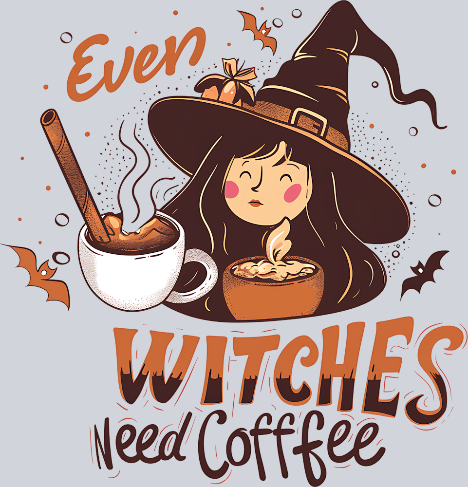 DTF Transfer Halloween - Even Witches need Coffee