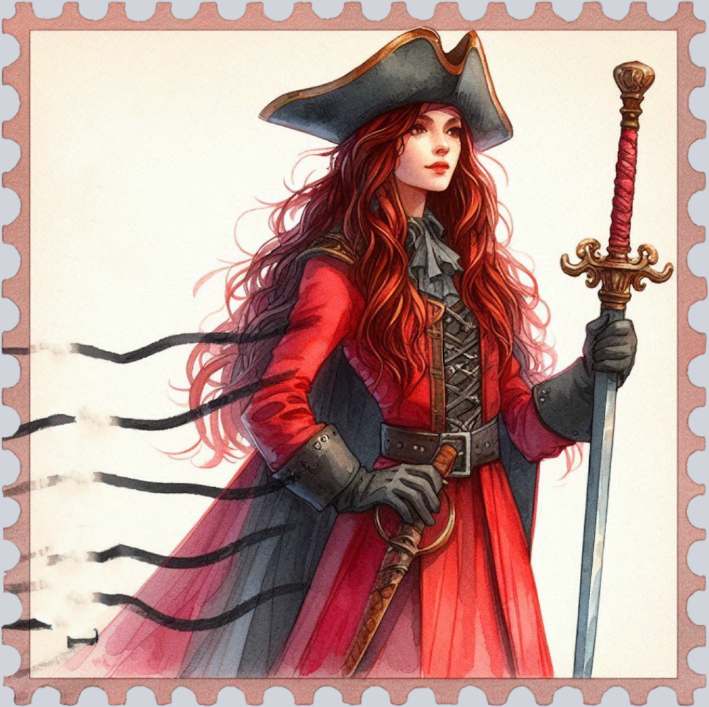 DTF Transfer High Seas - Postage Female Pirate Captain