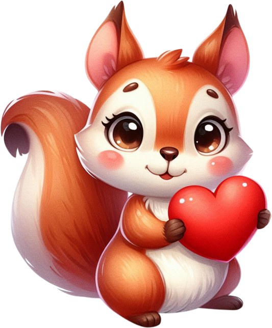 DTF Transfer - Squirrel Hugging Heart (AHH1)