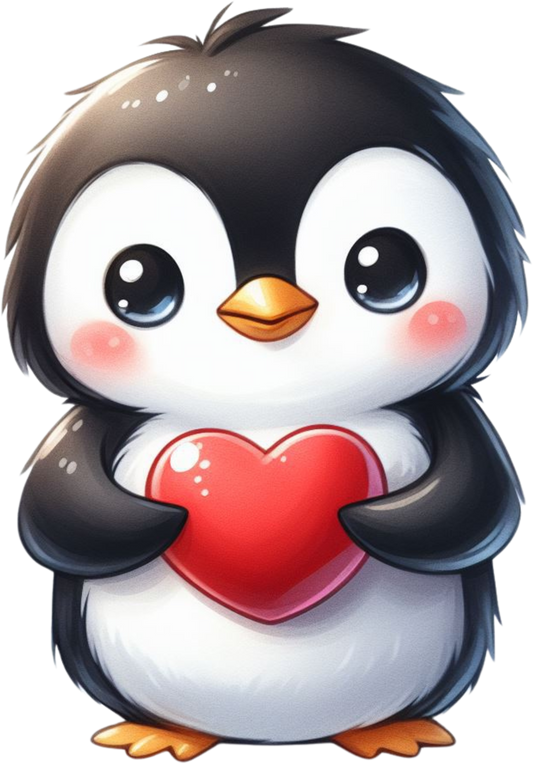 DTF Transfer - Penguin Hugging Heart (AHH10)