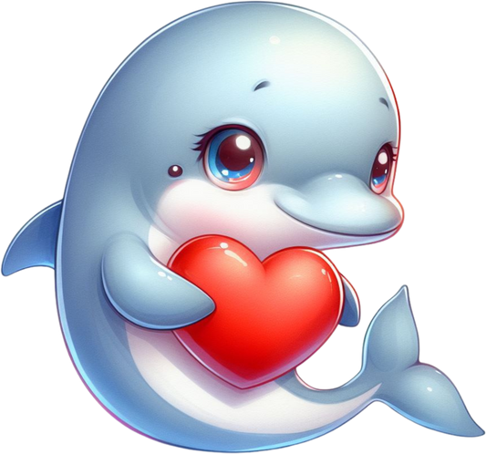 DTF Transfer - Dolphin Hugging Heart (AHH11)