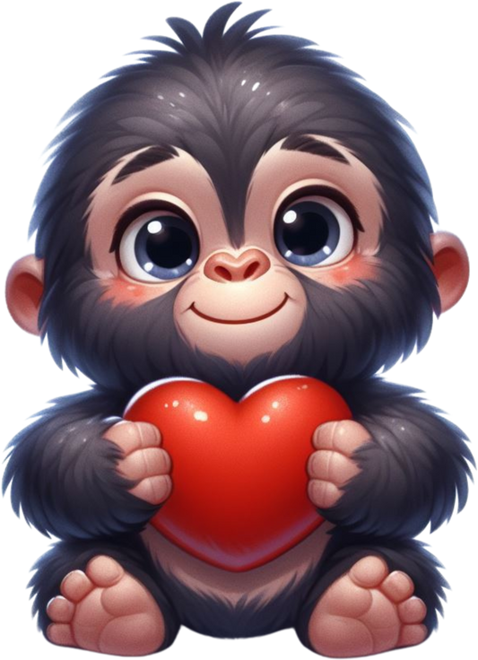 DTF Transfer - Monkey Hugging Heart (AHH12)