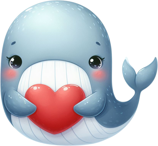 DTF Transfer - Whale Hugging Heart (AHH13)