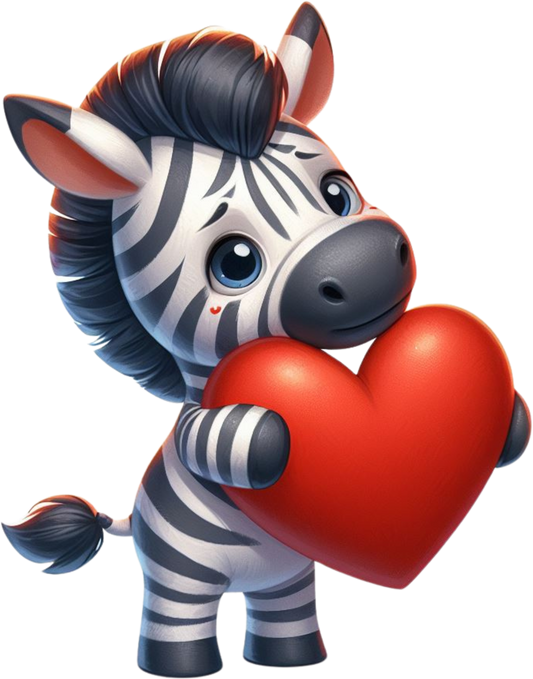 DTF Transfer - Zebra Hugging Heart (AHH14)