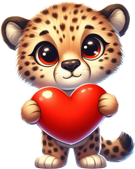 DTF Transfer - Leopard Hugging Heart (AHH15)