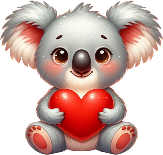DTF Transfer - Koala Hugging Heart (AHH17)