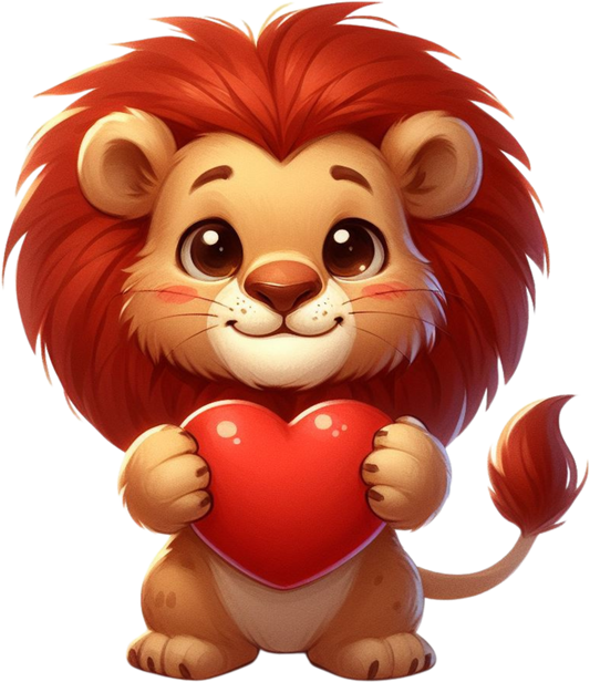 DTF Transfer - Lion Hugging Heart (AHH2)