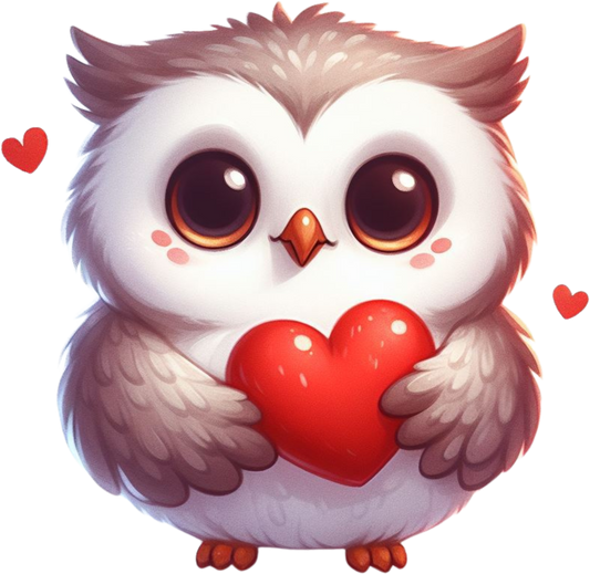 DTF Transfer - Owl Hugging Heart (AHH25)