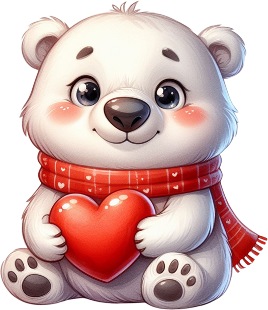 DTF Transfer - Polar Bear Hugging Heart (AHH3)