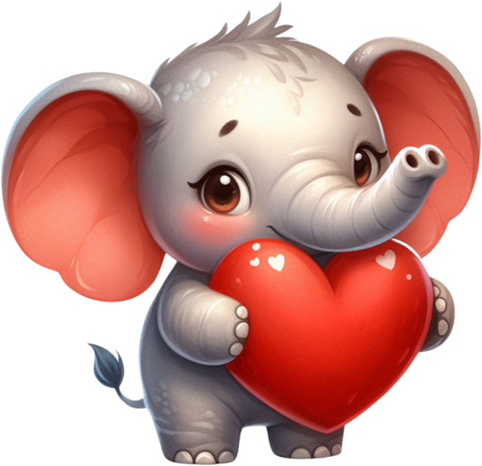 DTF Transfer - Elephant Hugging Heart (AHH4)