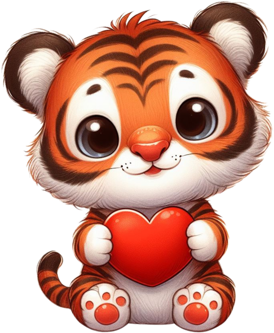 DTF Transfer - Tiger Hugging Heart (AHH5)