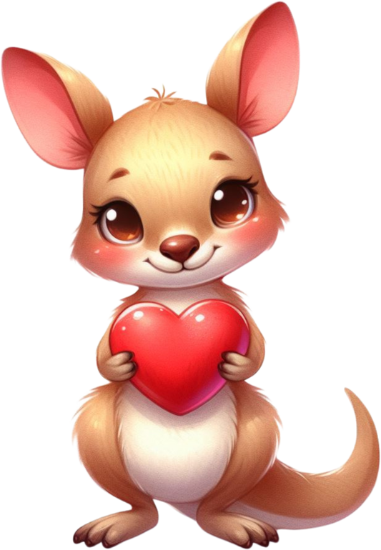 DTF Transfer - Kangaroo Hugging Heart (AHH8)