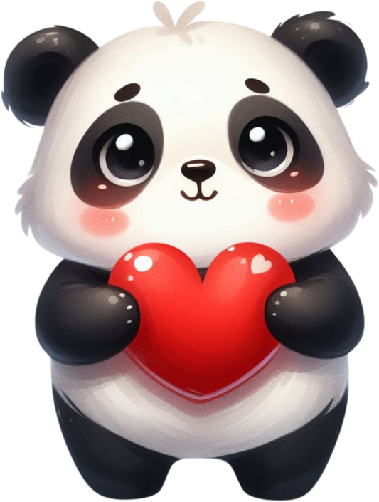 DTF Transfer - Panda Hugging Heart (AHH9)