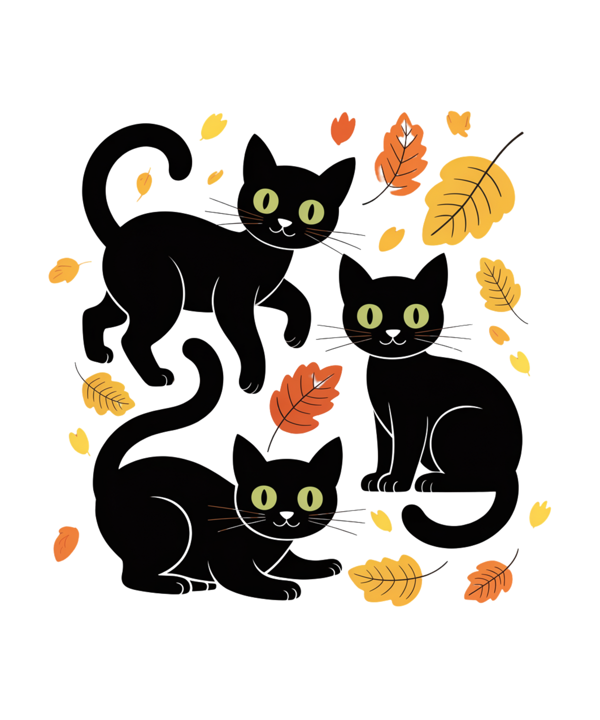DTF Transfer Thanksgiving - Autumn Black Cats