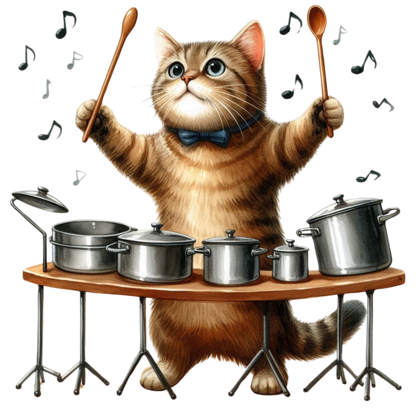 DTF Transfer - Cat Dish Drums (CCAT16)