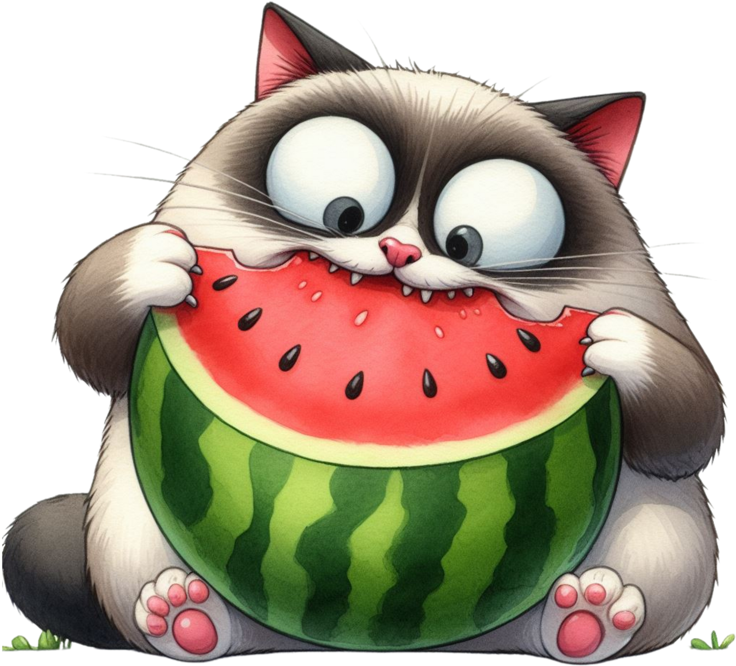 DTF Transfer - Cat Eating Watermelon (CCAT17)