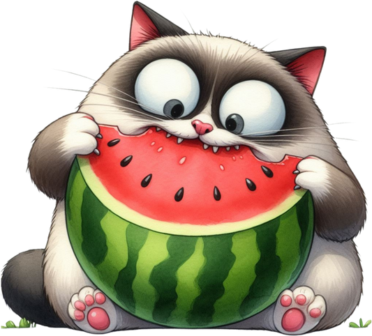 DTF Transfer - Cat Eating Watermelon (CCAT17)